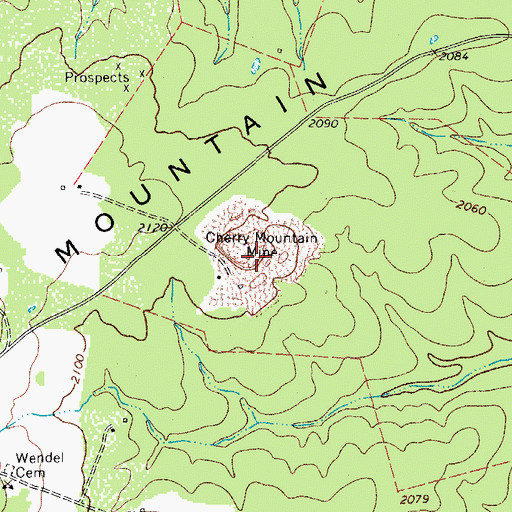 Topographic Map of Cherry Mountain Mine, TX