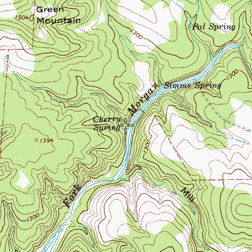 Topographic Map of Cherry Spring, TX