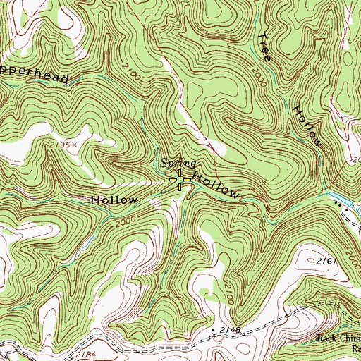 Topographic Map of Chimney Hollow, TX