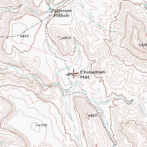 Topographic Map of Chinaman Hat, TX