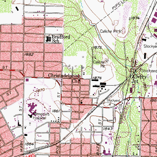Topographic Map of Christadelphian Church, TX