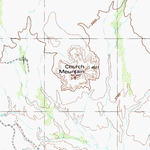 Topographic Map of Church Mountain, TX