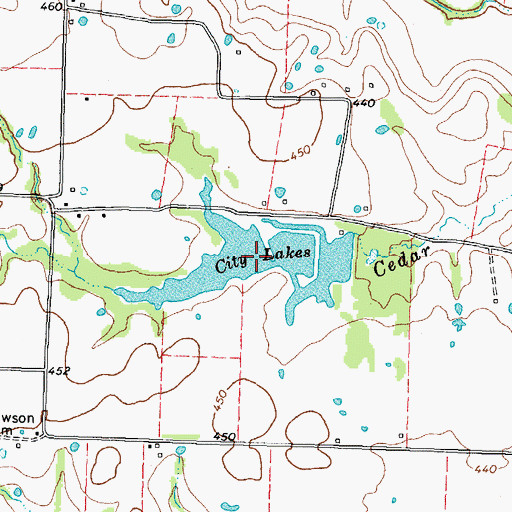 Topographic Map of City Lakes, TX
