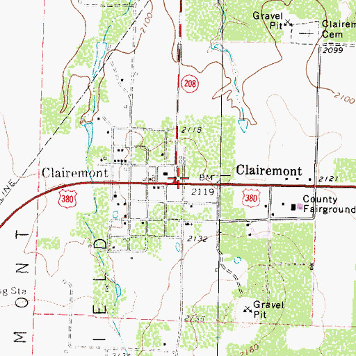 Topographic Map of Clairemont, TX