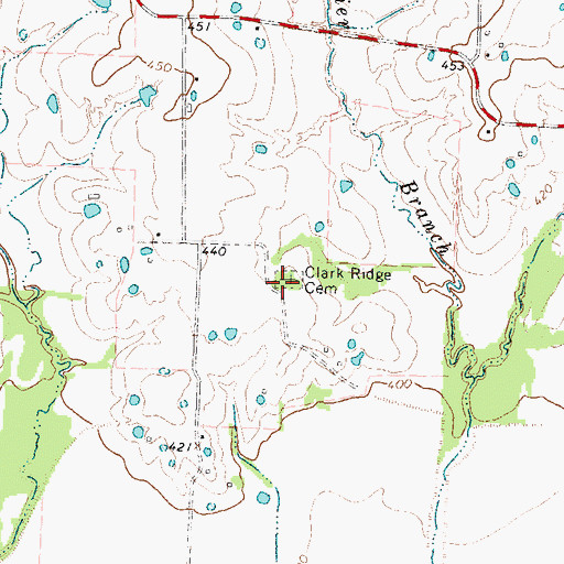 Topographic Map of Clark Ridge Cemetery, TX