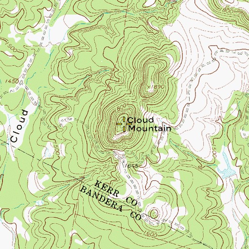 Topographic Map of Cloud Mountain, TX