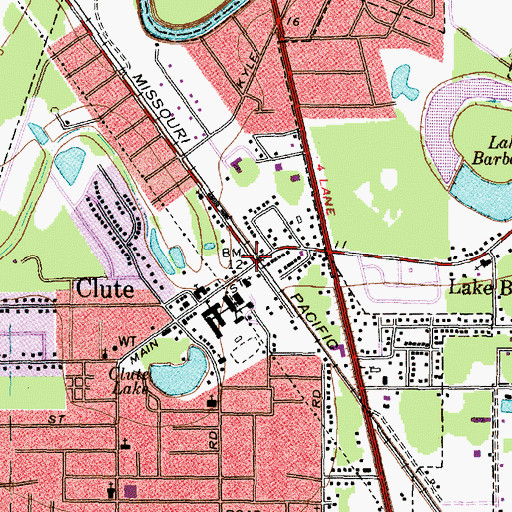 Topographic Map of Clute, TX
