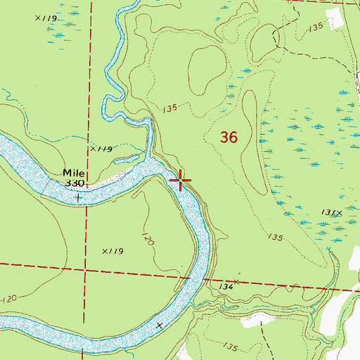 Topographic Map of Big Creek Landing, AL