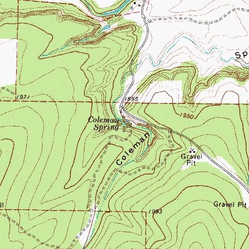 Topographic Map of Coleman Spring, TX