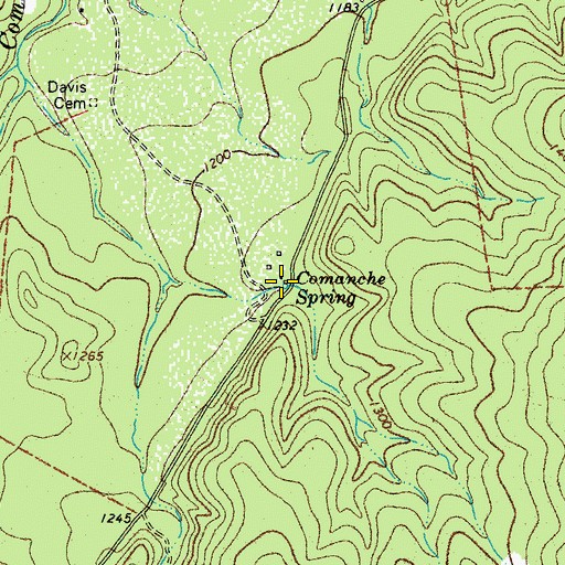 Topographic Map of Comanche Spring, TX