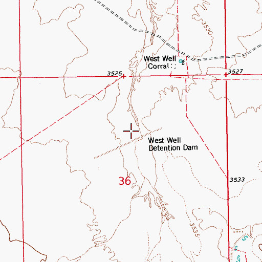 Topographic Map of West Well Detention Dam, AZ