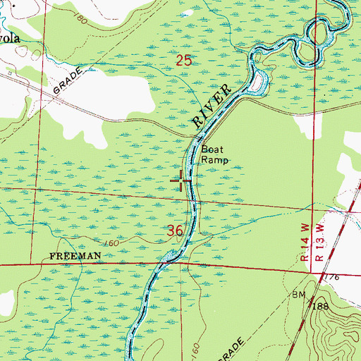Topographic Map of Cottons Bridge (historical), AL