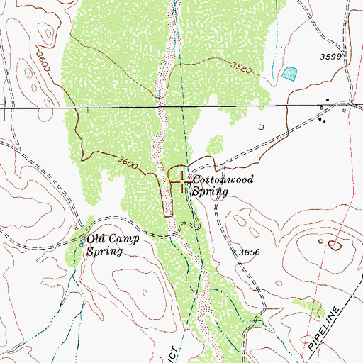 Topographic Map of Cottonwood Spring, TX