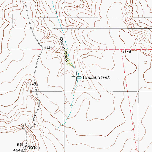 Topographic Map of Count Tank, TX