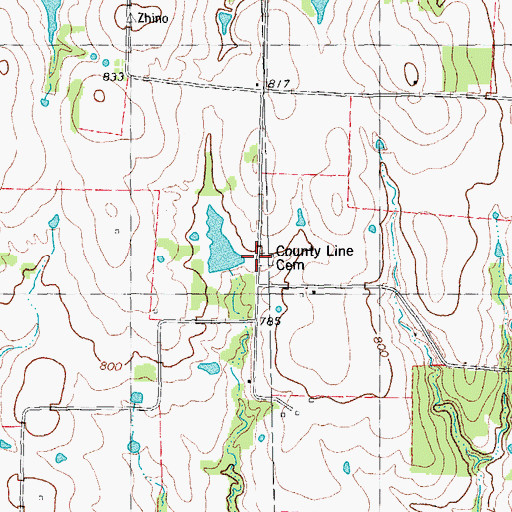 Topographic Map of County Line Cemetery, TX