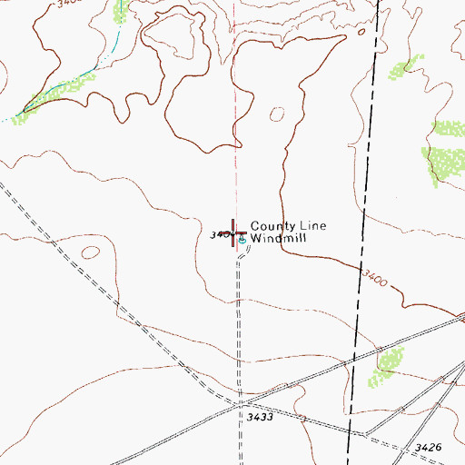 Topographic Map of County Line Windmill, TX