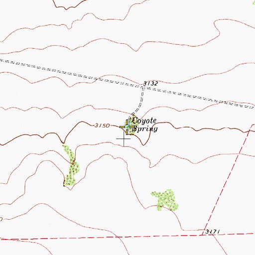 Topographic Map of Coyote Spring, TX
