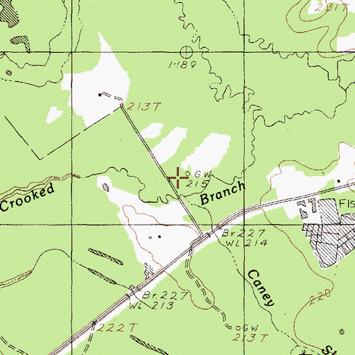 Topographic Map of Crooked Branch, TX