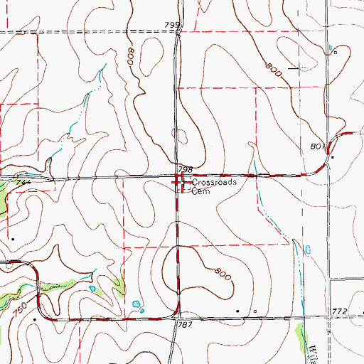 Topographic Map of Crossroads Cemetery, TX