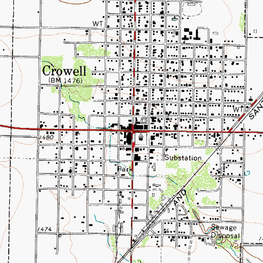 Topographic Map of Crowell, TX