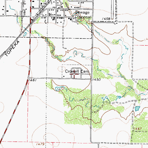 Topographic Map of Crowell Cemetery, TX