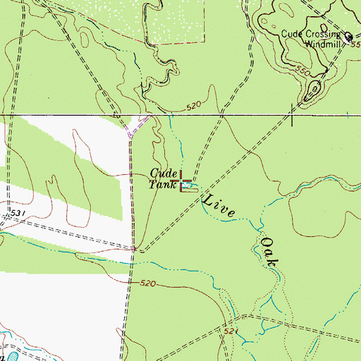Topographic Map of Cude Tank, TX