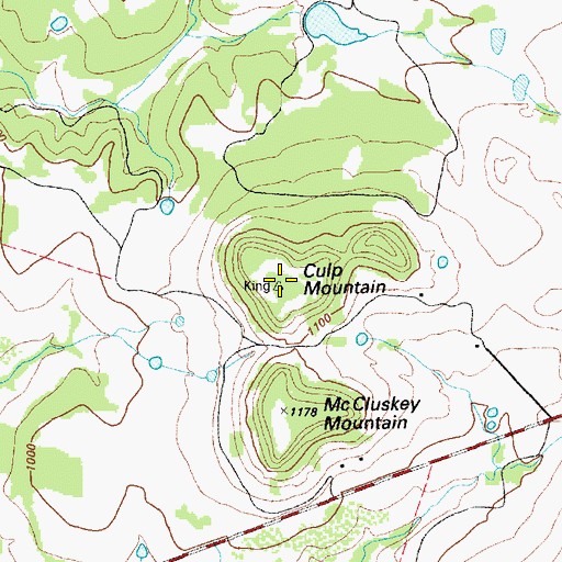 Topographic Map of Culp Mountain, TX