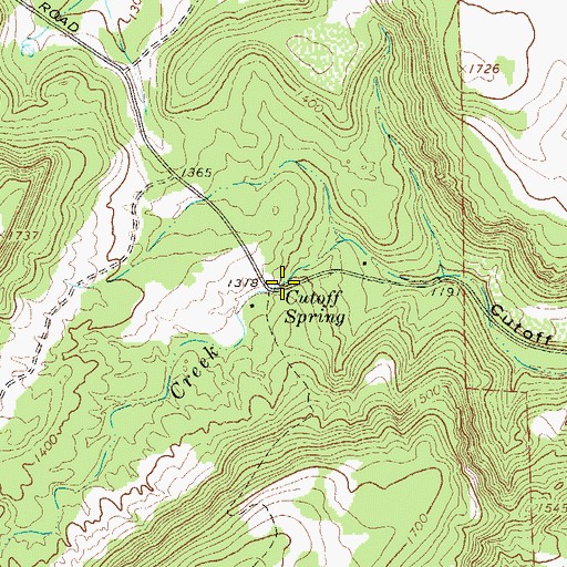 Topographic Map of Cutoff Spring, TX