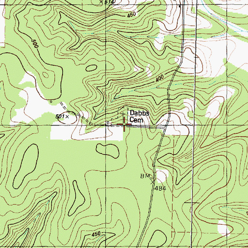 Topographic Map of Dabbs Cemetery, TX