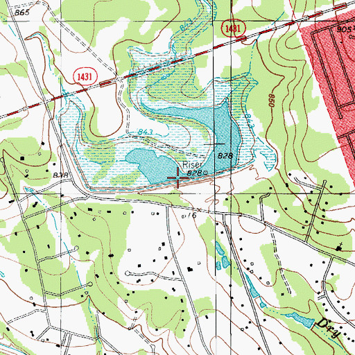 Topographic Map of Dam Number 13A, TX