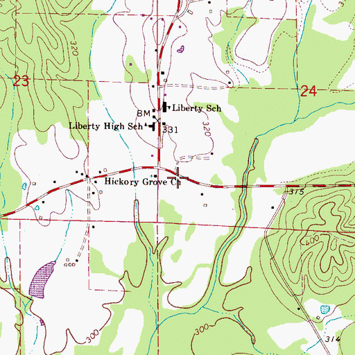 Topographic Map of Liberty, AL