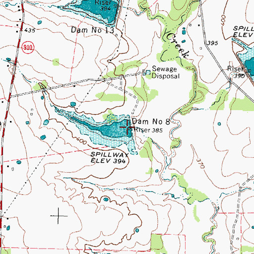 Topographic Map of Dam Number 8, TX