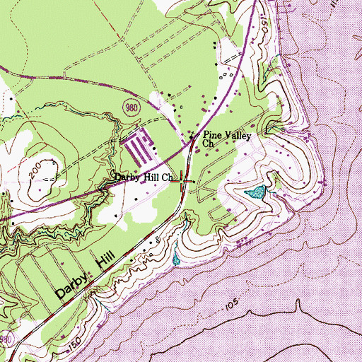 Topographic Map of Darby Hill Church, TX