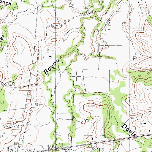 Topographic Map of Davis Branch, TX