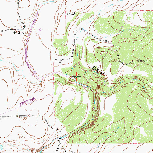 Topographic Map of Deer Hollow, TX