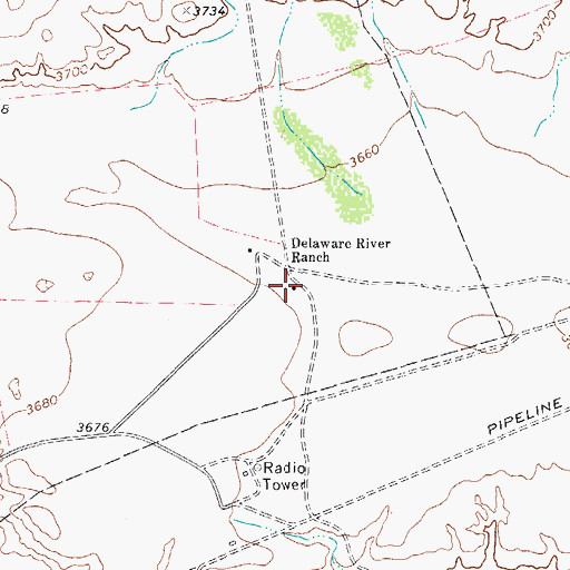 Topographic Map of Delaware River Ranch, TX