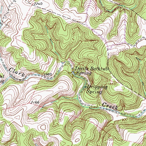 Topographic Map of Devils Bathtub Spring, TX