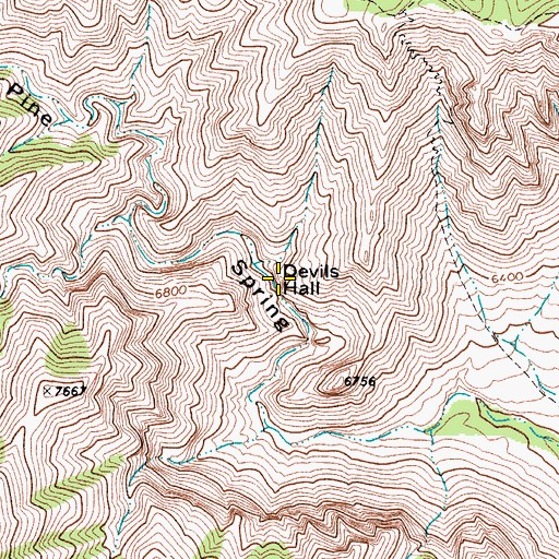 Topographic Map of Devils Hall, TX