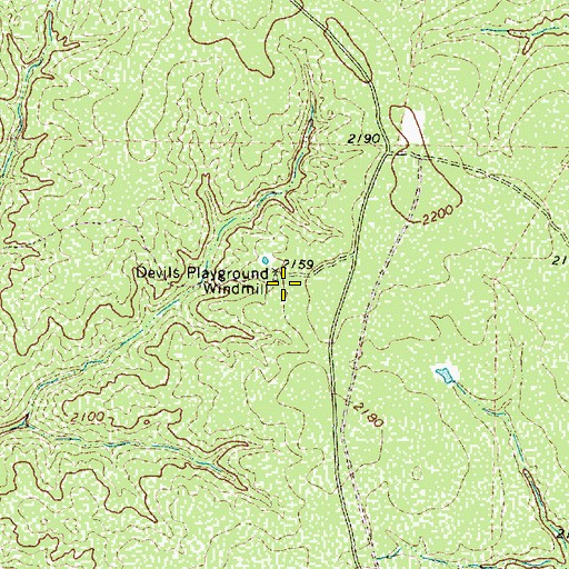 Topographic Map of Devils Playground Windmill, TX