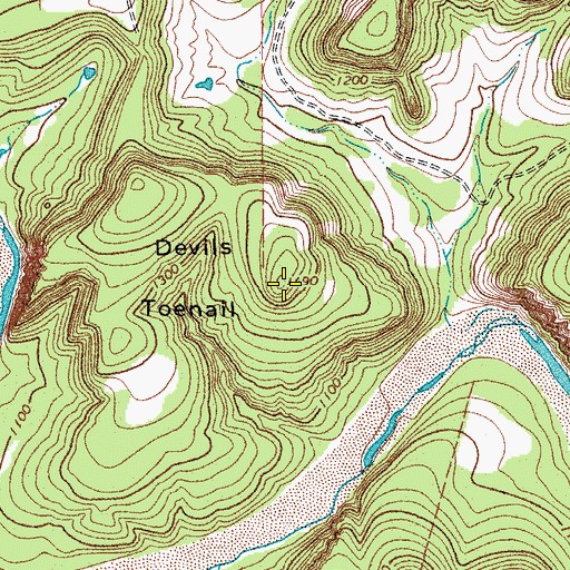 Topographic Map of Devils Toenail, TX