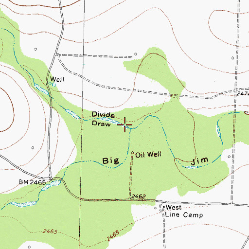 Topographic Map of Divide Draw, TX