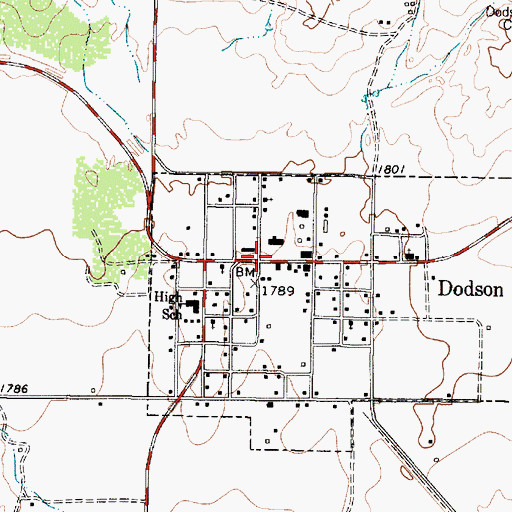 Topographic Map of Dodson, TX