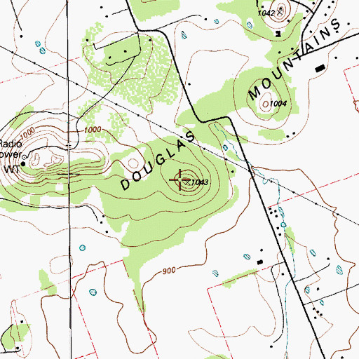 Topographic Map of Douglas Mountains, TX