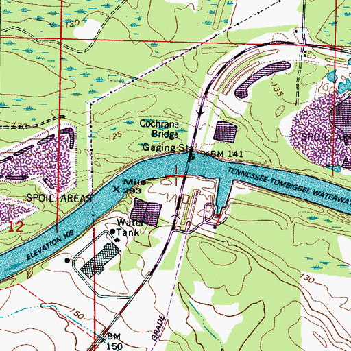 Topographic Map of Stones Ferry (historical), AL