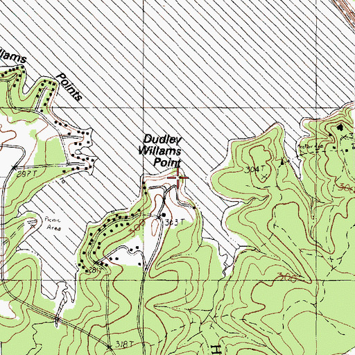 Topographic Map of Dudley Williams Point, TX