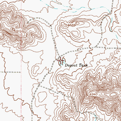 Topographic Map of Dugout Tank, TX