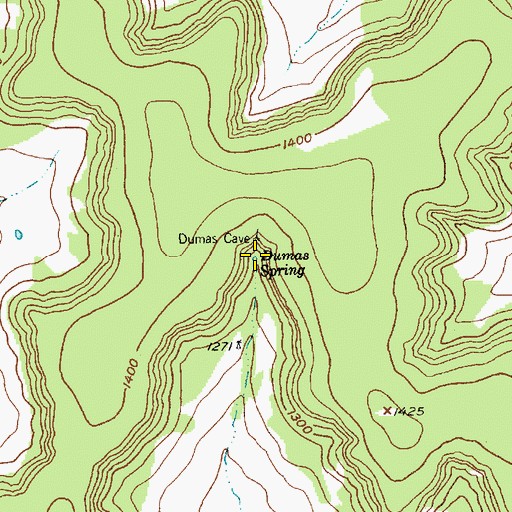Topographic Map of Dumas Spring, TX