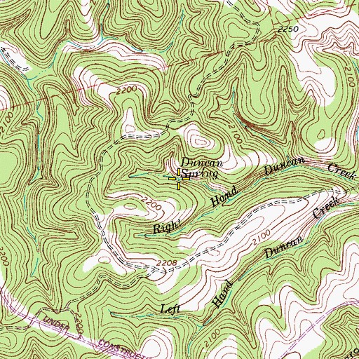 Topographic Map of Duncan Spring, TX