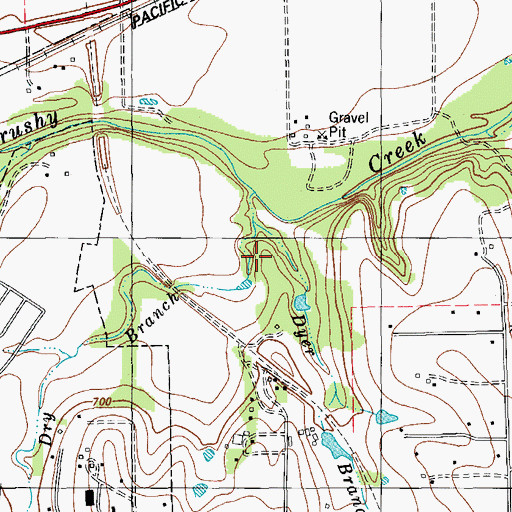 Topographic Map of Dyer Branch, TX