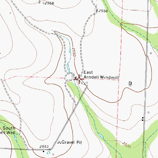 Topographic Map of East Arndell Windmill, TX